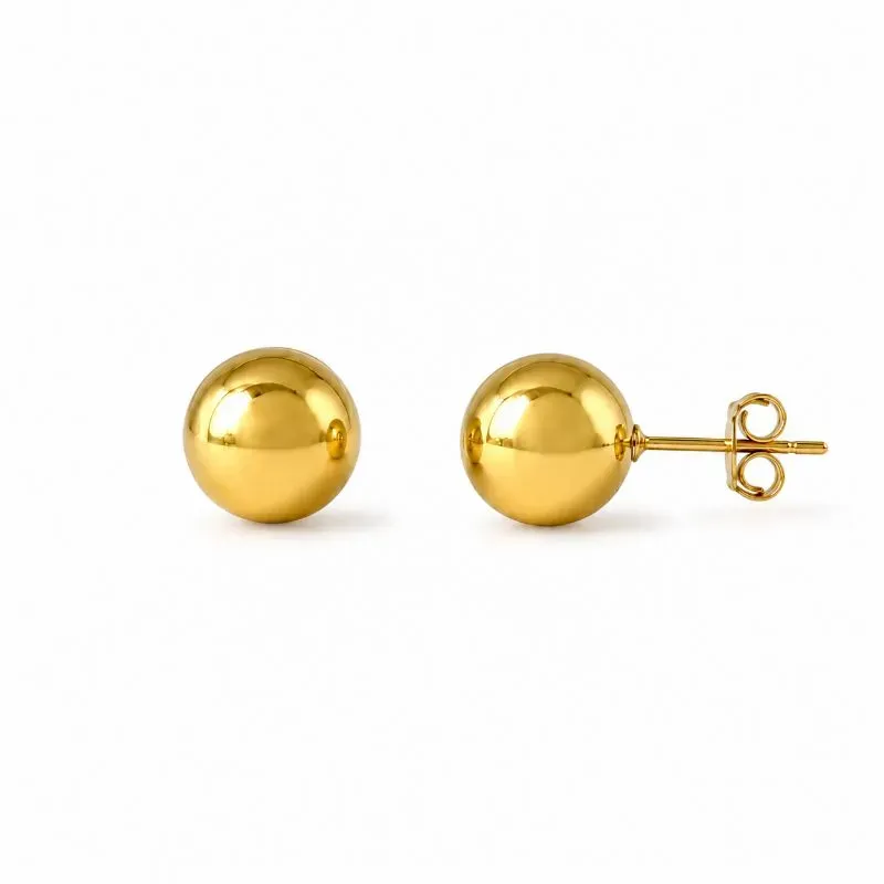 Brinco Bola Lisa Banhado a Ouro 18k - 12mm