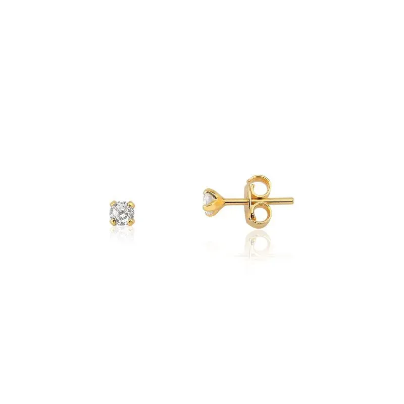 Brinco Ponto de Luz Banhado a Ouro 18K Zircônia - 3mm