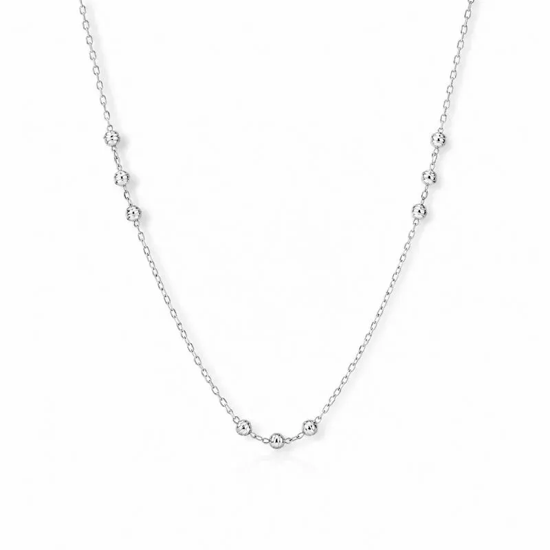 Colar Bolinhas Trabalhadas Prata 925 - 40 cm + 5 cm (Alongador)