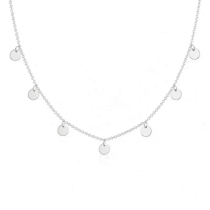 Colar Choker Círculos Lisos Prata  925 - 38 cm + 3 cm (Alongador)