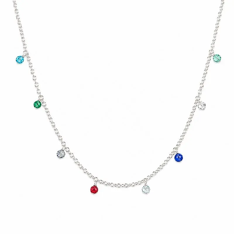 Colar Choker Pedras Coloridas Prata 925 - 40 cm