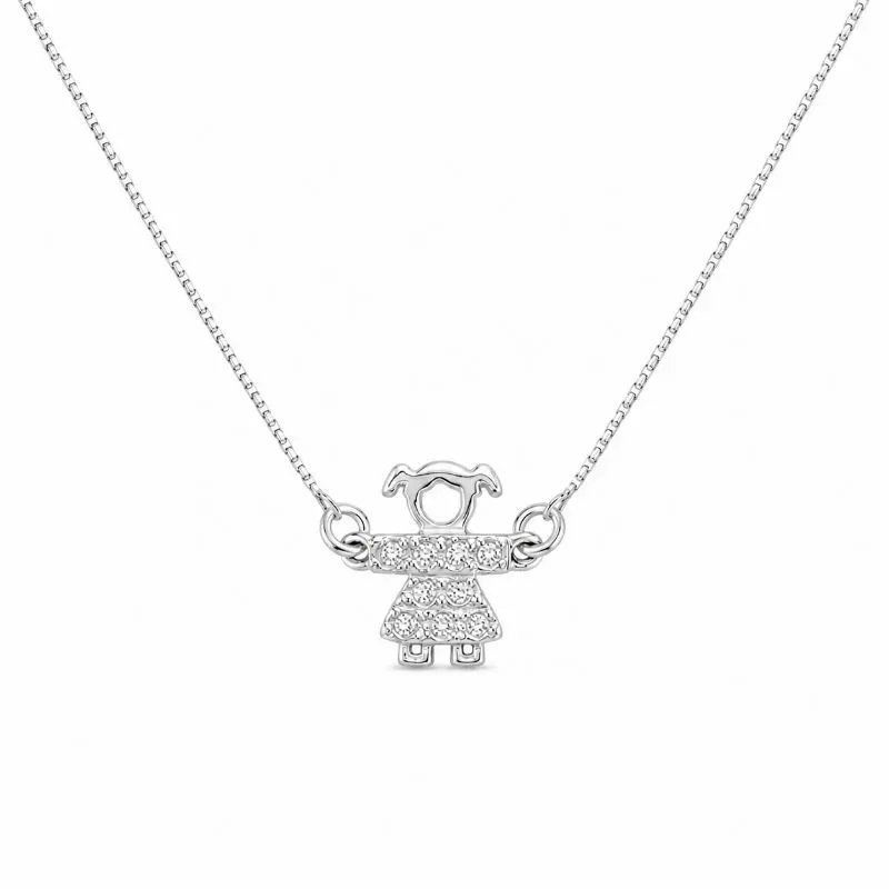 Colar Menina Cravejado Prata 925 com Zircônias - 40 cm
