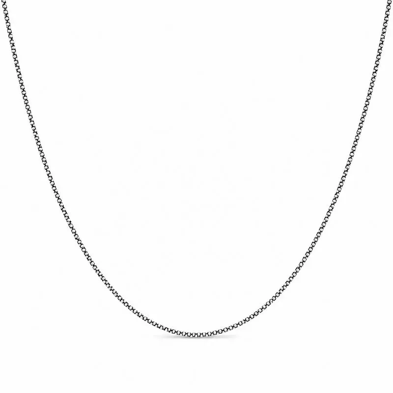 Corrente Cordão Elo Pipoca (1mm) Prata 925 Envelhecida - 70cm