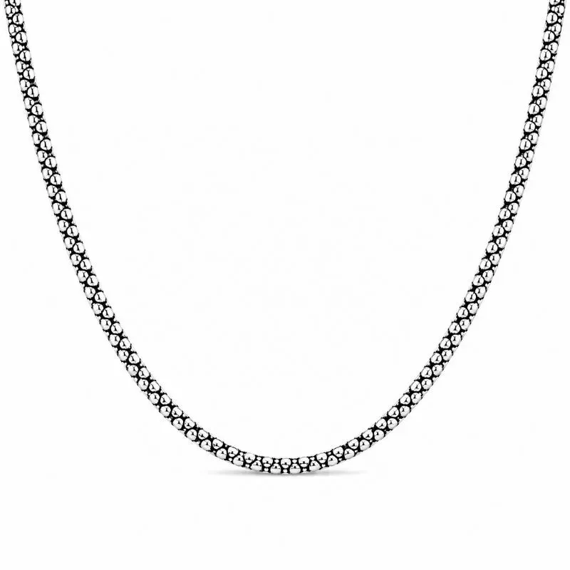 Corrente Cordão Elo Pipoca (3mm) Prata 925 Envelhecida - 65 cm