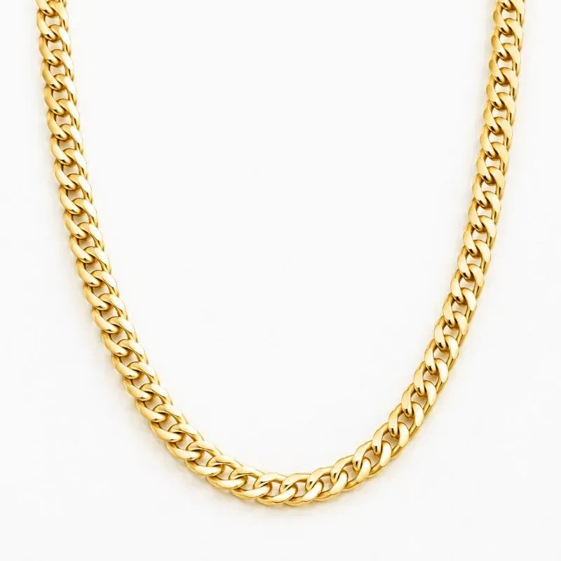 Corrente Elo 1x1 (7mm) Banhada a Ouro 18k - 60 cm