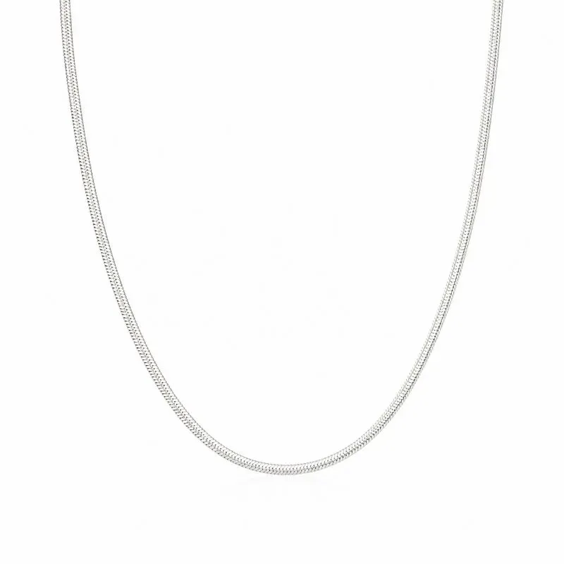 Corrente Rabo de Rato Achatada (3mm) Prata 925 - 40 cm