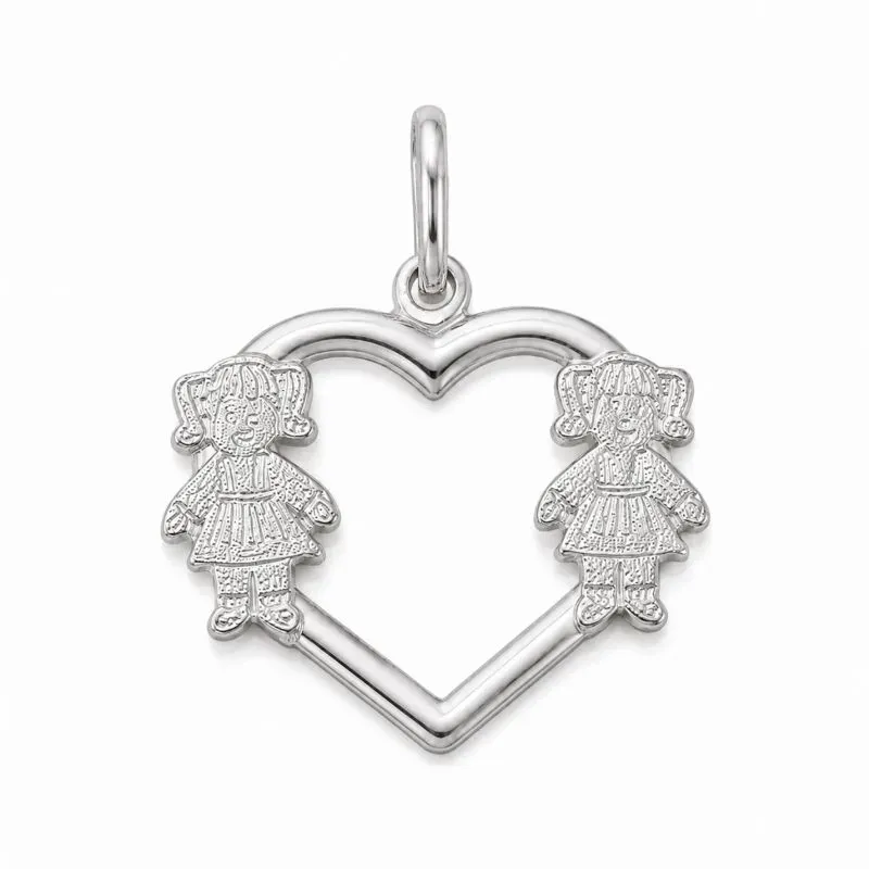 Pingente 2 Meninas Prata 925 - 1,7 cm