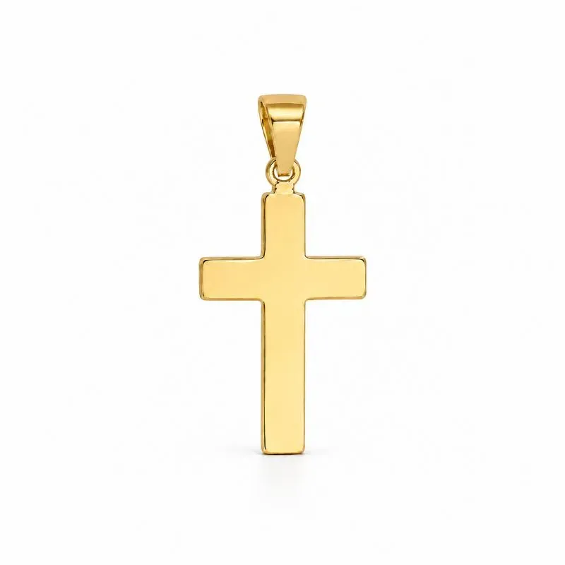 Pingente Crucifixo Liso Banhado a Ouro 18k - 2,8 cm