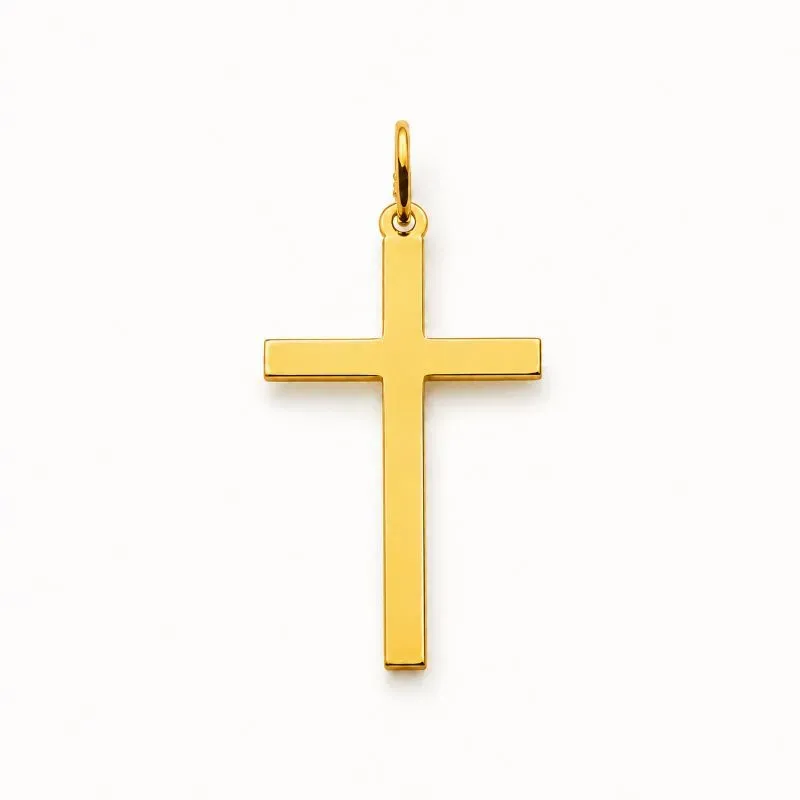 Pingente Cruz Crucifixo Liso Banhado a Ouro 18k - 3cm