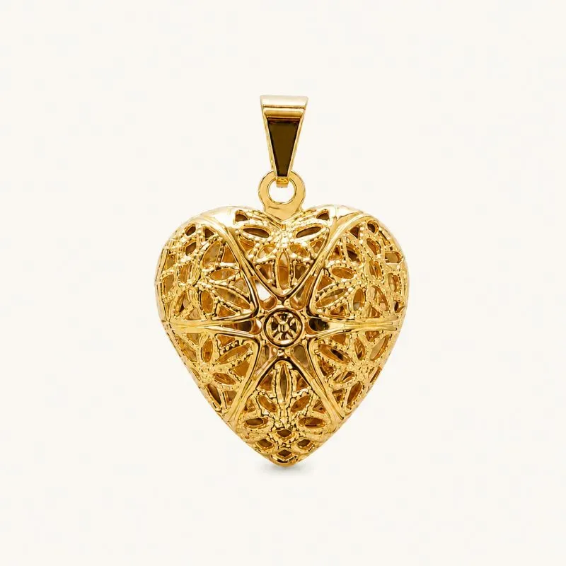 Pingente Relicário Coração Banhado a Ouro 18k - 2 cm