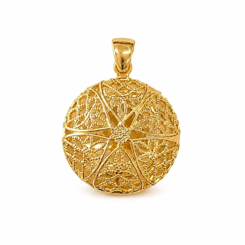 Pingente Relicário Redondo Banhado a Ouro 18k - 2 cm