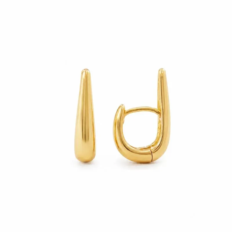 Brinco Argola Click Estilo Gota Banhada a Ouro 18k - 2 cm