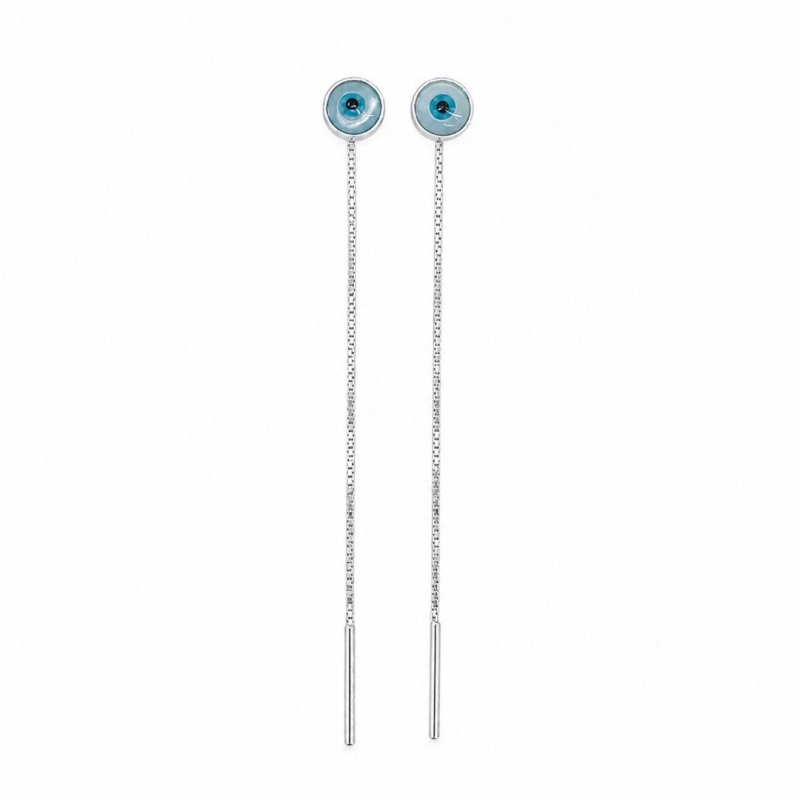 Brinco Fio Passante Olho Grego Prata 925 - 5 mm