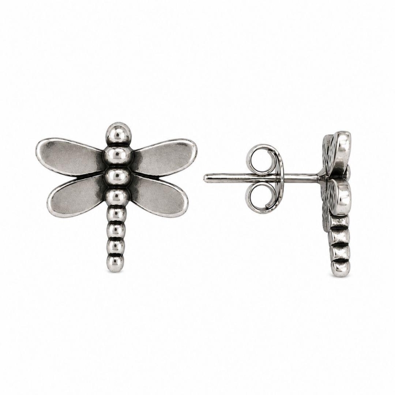 Brinco Libélula Prata 925 Envelhecida - 1 cm