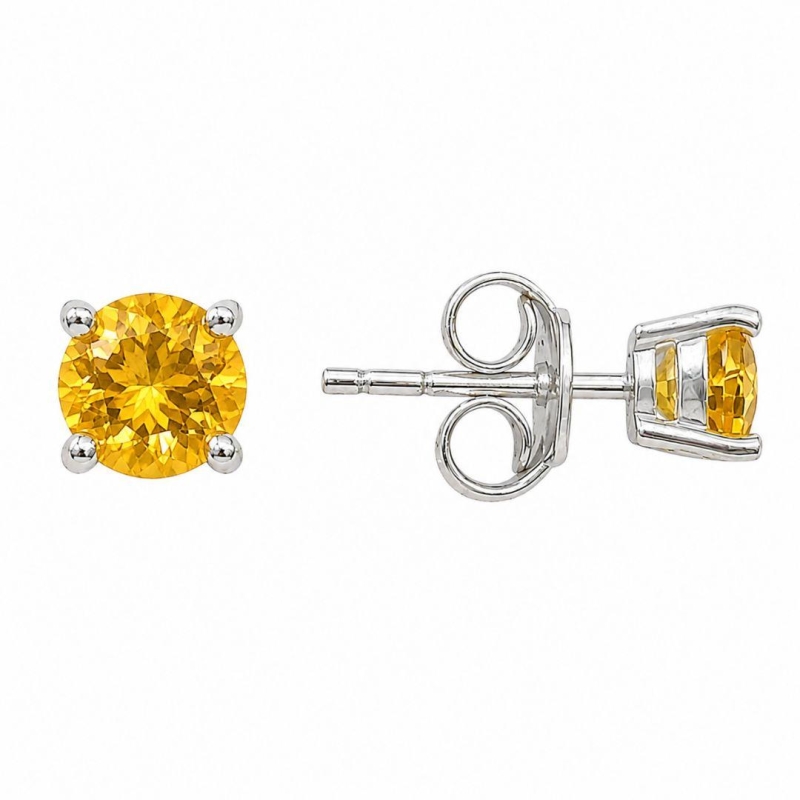 Brinco Ponto de Luz Amarelo Prata 925 com Zircônia - 5 mm