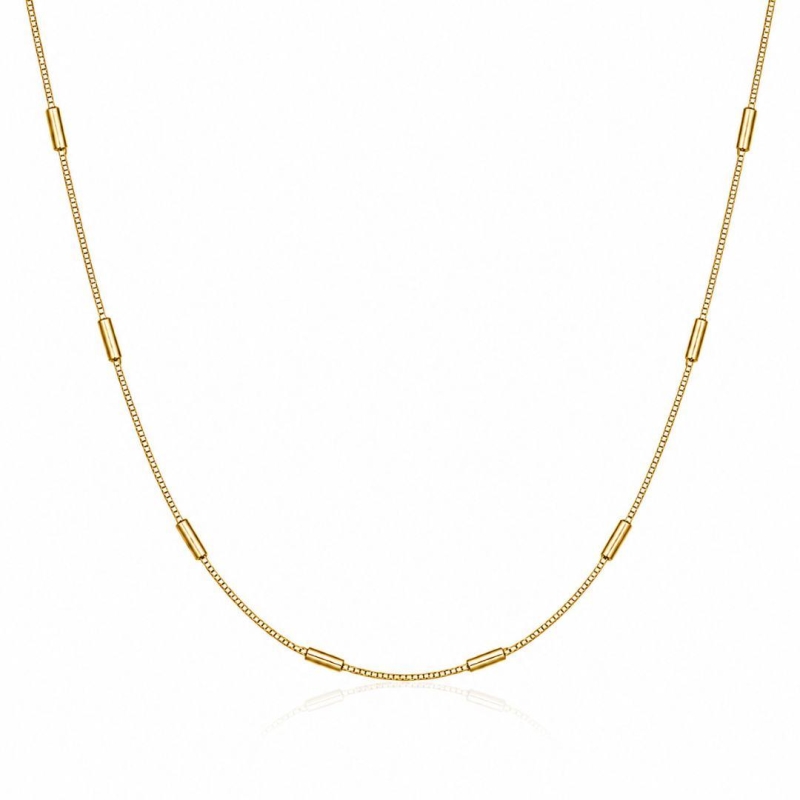 Corrente Veneziana Tubinho Banhada a Ouro 18k - 40 cm