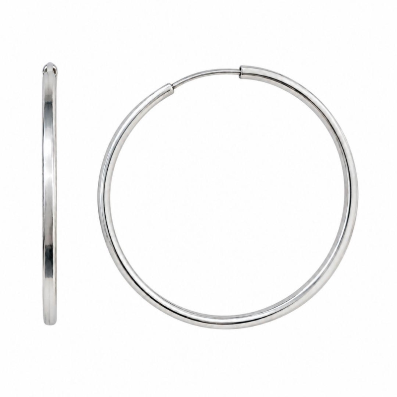 Brinco Argola Tubinho Quadrado Grande Prata 925 - 5 cm