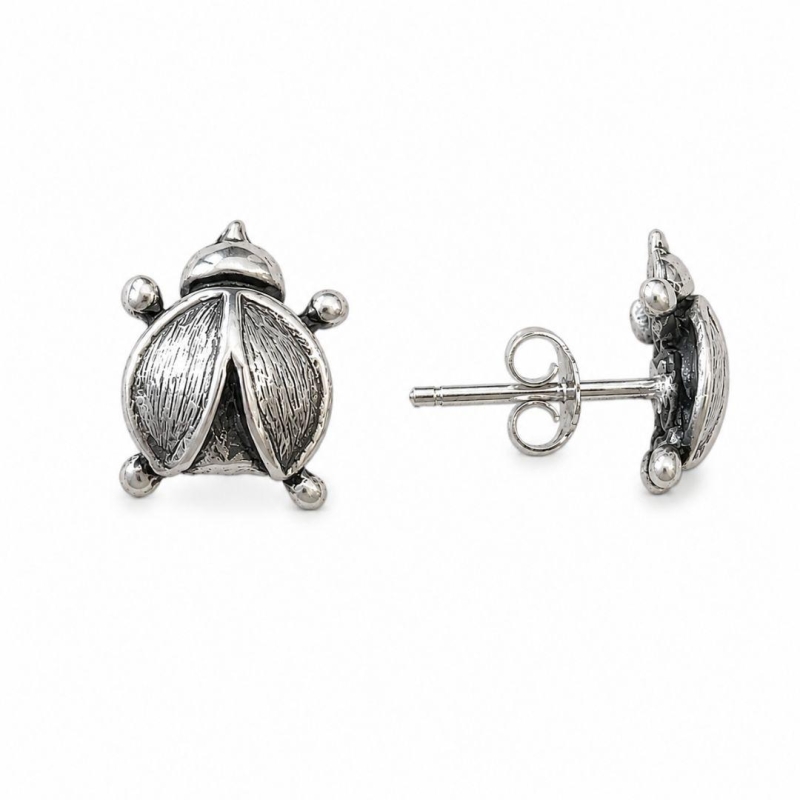 Brinco Besouro Prata 925 Envelhecida - 1 cm