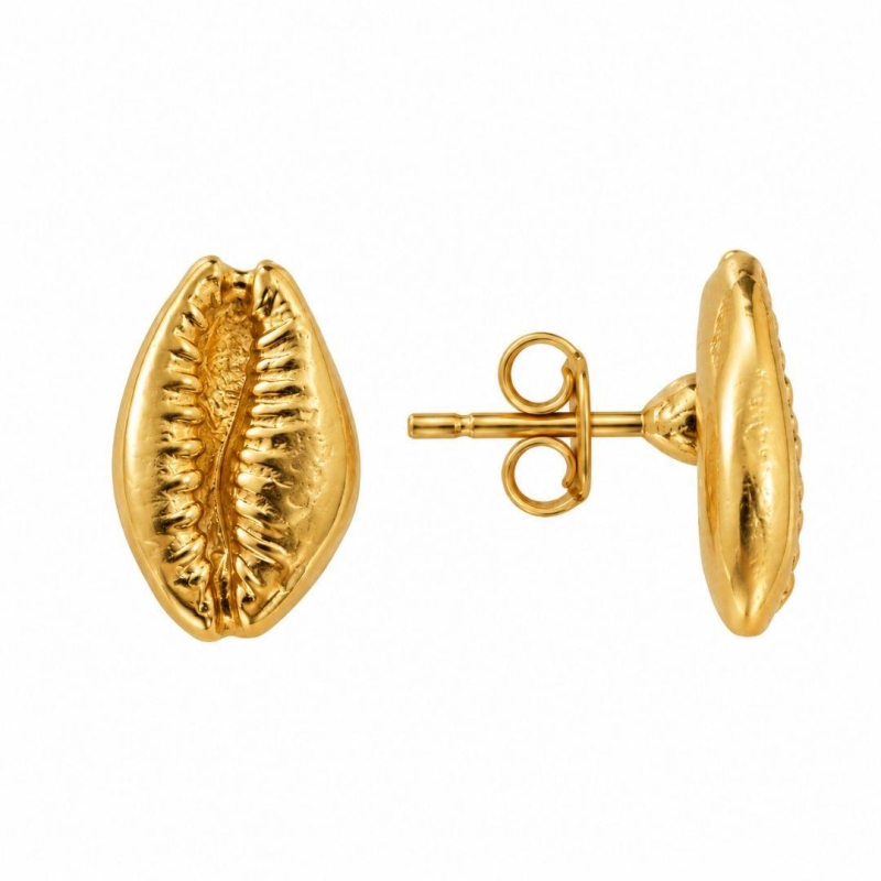 Brinco Búzios Banhado a Ouro 18k - 1,3 cm