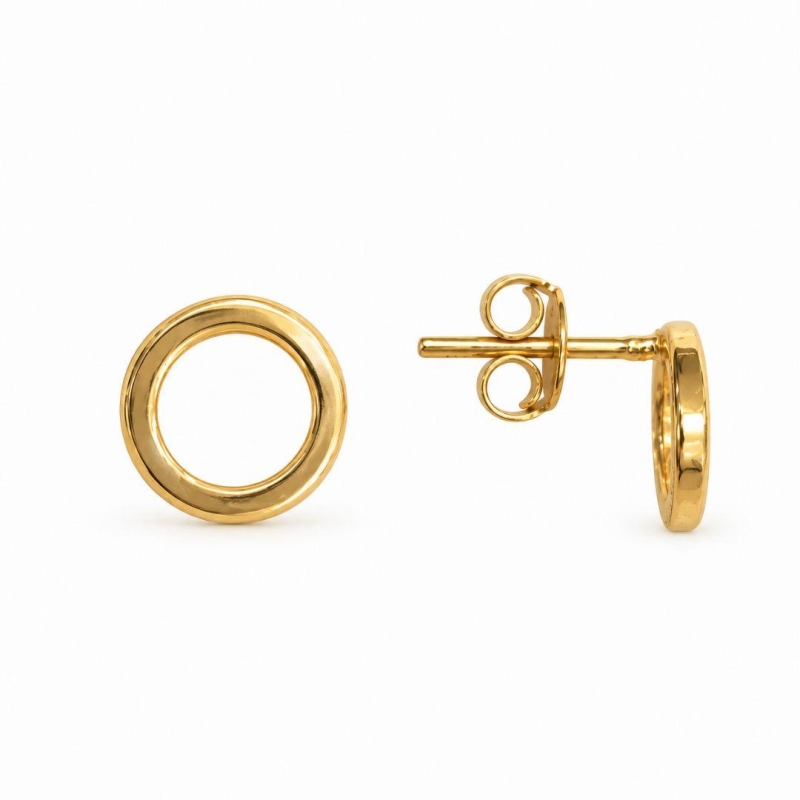 Brinco Circulo Vazado Liso Banhado a Ouro 18k - 9 mm