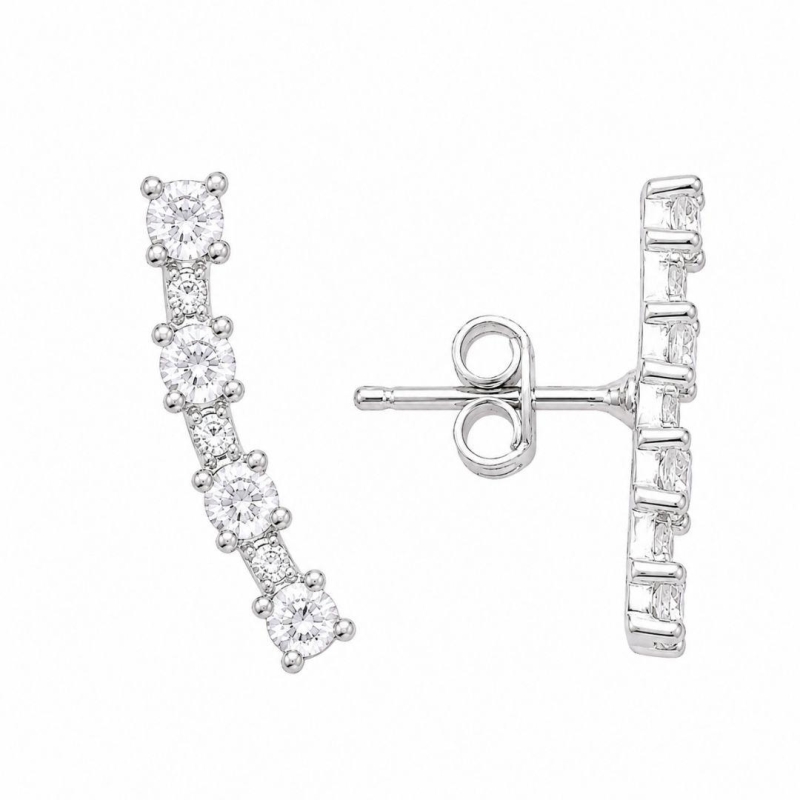 Brinco EarCuff com Pedras Prata 925 com Zircônias - 2 cm