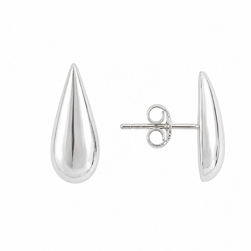 Brinco Gota Lisa Folheada a Prata - 1,8 cm