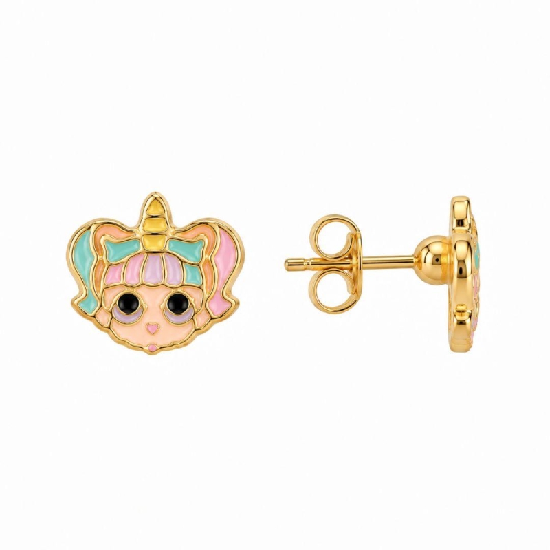 brinco Infantil Boneca Dol Banhado a Ouro 18k - 9 mm