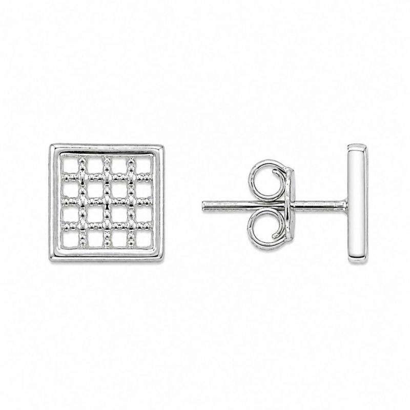 Brinco Quadrado Telinha Prata 925 - 9 mm