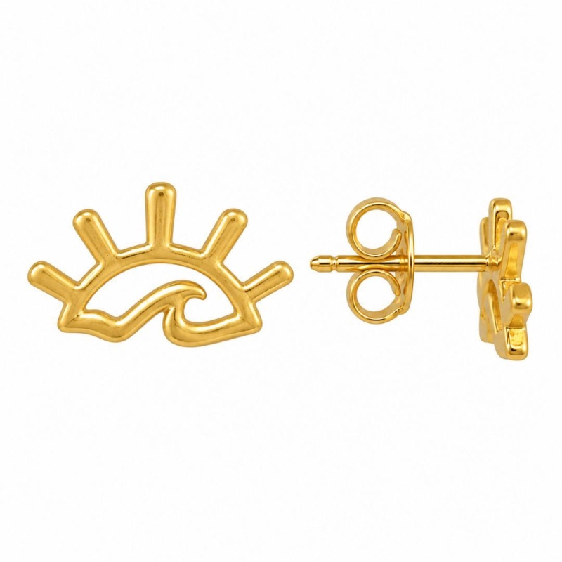 Brinco Sol e Onda Banhado a Ouro 18k - 1,5 cm