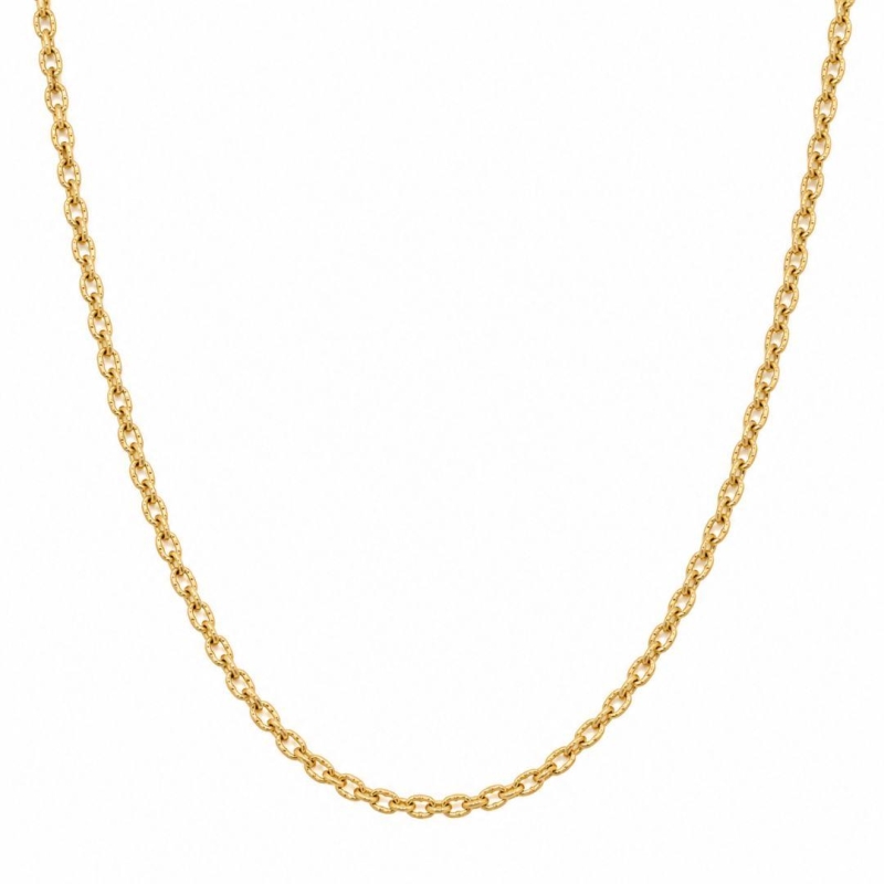 Corrente Elo 1 em 1 Trabalhado Banhado a Ouro 18k - 40 cm