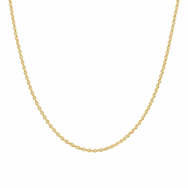 Corrente Elo 1 em 1 Trabalhado Banhado a Ouro 18k - 50 cm
