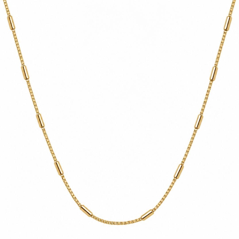 Corrente Veneziana Tubinhos Banhada a Ouro 18k - 45 cm