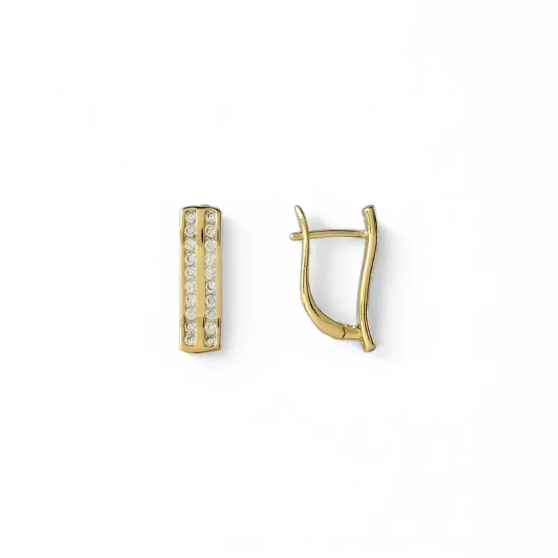 Brinco Argola Ondulada Banhado a Ouro 18k 2 Linhas de Zircônias Brinco Argola Ondulada Banhado a Ouro 18k 2 Linhas de Zircônias