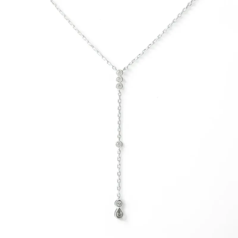 Colar Longo Festa Prata 925 com Pedras em Zircônias Penduradas Colar Longo Festa Prata 925 com Pedras em Zircônias Penduradas