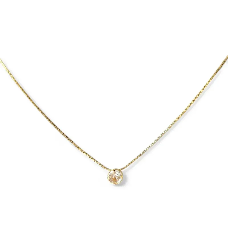 Colar Ponto de Luz Banhado a Ouro 18k com Fio Passante e Zircônia - 6mm Colar Ponto de Luz Banhado a Ouro 18k com Fio Passante e Zircônia - 6mm