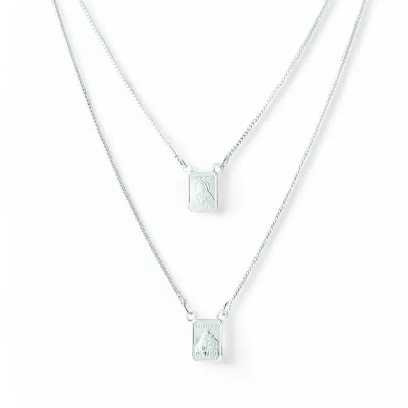 Corrente Escapulário Prata 925 Nossa Carmo/Sagrado Coração Jesus - 60cm Corrente Escapulário Prata 925 Nossa Carmo/Sagrado Coração Jesus - 60cm