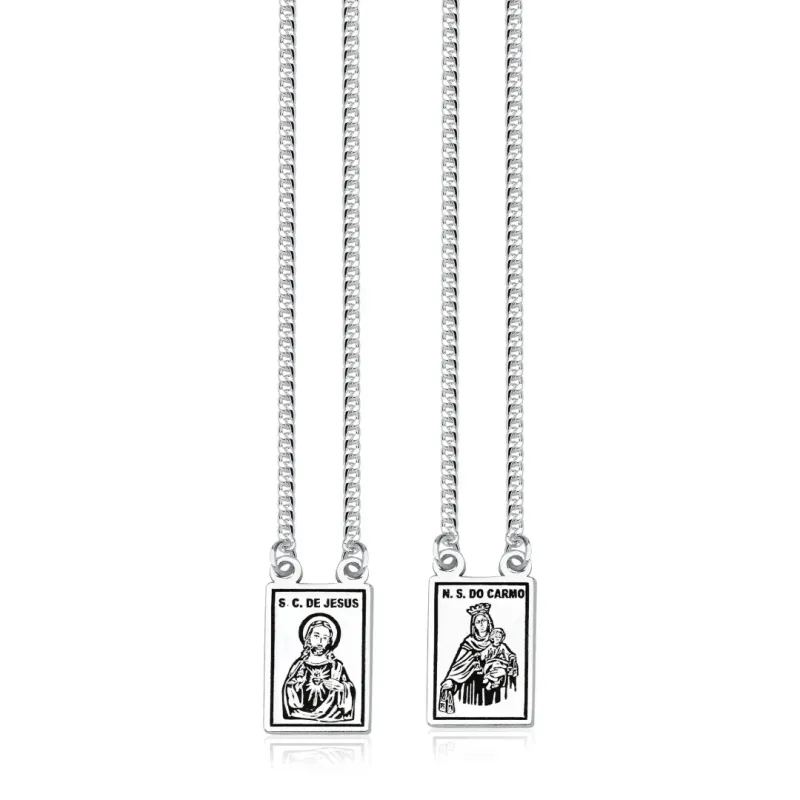 Corrente Escapulário Prata 925 Nossa Senhora Carmo/Sagrado Coração de Jesus Corrente Escapulário Prata 925 Nossa Senhora Carmo/Sagrado Coração de Jesus
