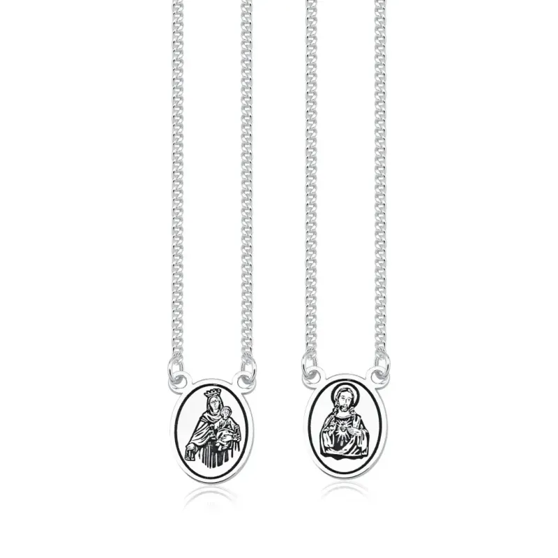 Corrente Escapulário Prata 925 Oval Nossa Senhora do Carmo/Sagrado Coração de Jesus Corrente Escapulário Prata 925 Oval Nossa Senhora do Carmo/Sagrado Coração de Jesus