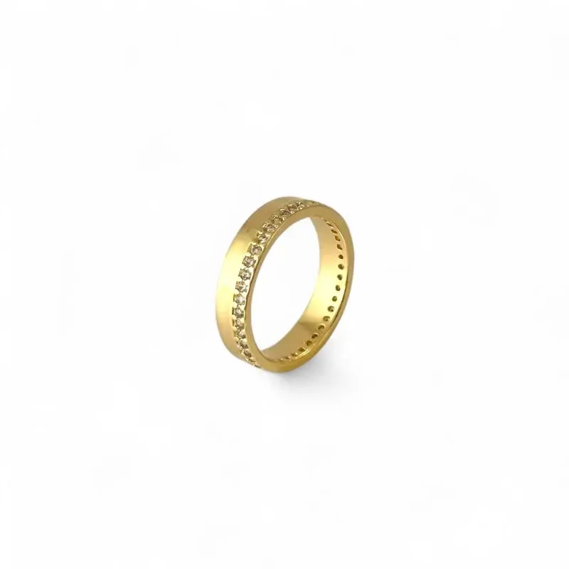 Anel Estilo Aliança Banhado a Ouro 18k com 1 Linha de Zircônias Tam16 Anel Estilo Aliança Banhado a Ouro 18k com 1 Linha de Zircônias Tam16