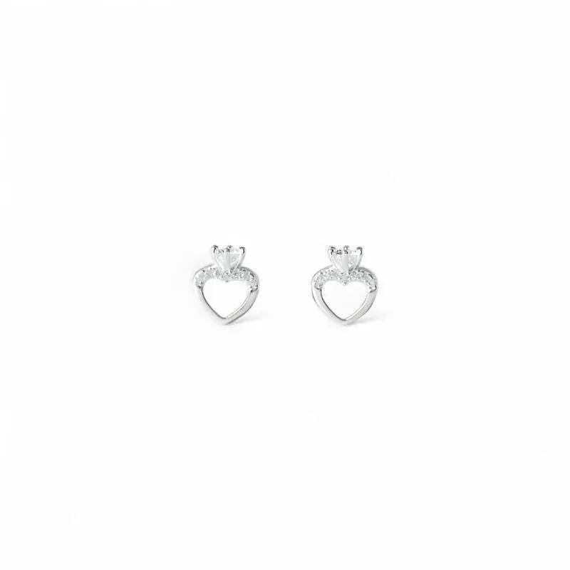 Brinco Coração Prata 925  com Zircônias Inspiração Pandora Brinco Coração Prata 925  com Zircônias Inspiração Pandora