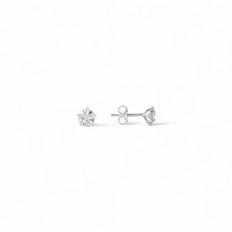 Brinco Estrela Prata 925 com Zircônia - 6mm Brinco Estrela Prata 925 com Zircônia - 6mm