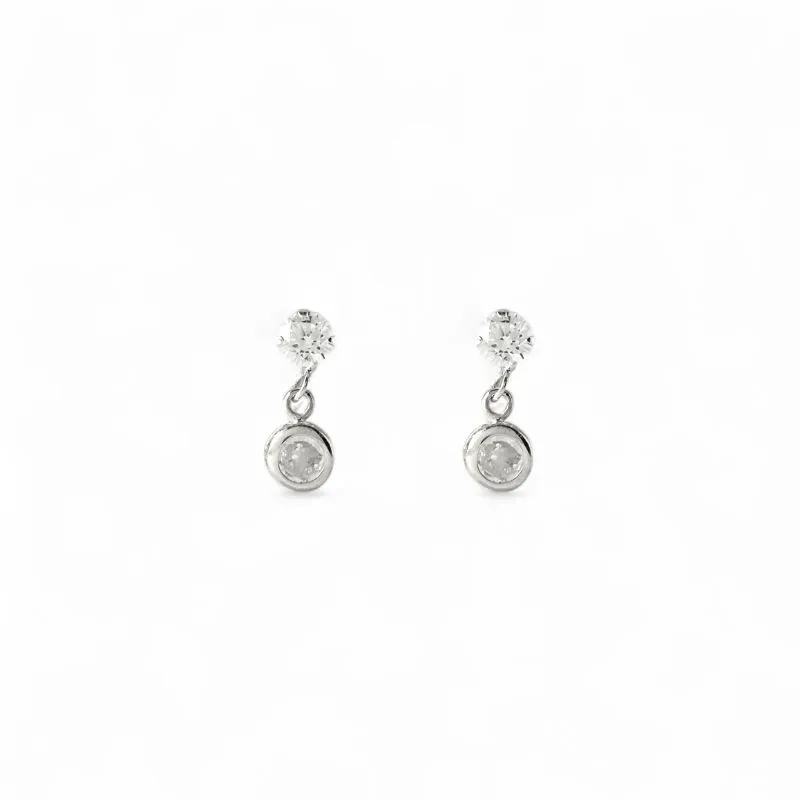 Brinco Ponto de Luz Prata 925 com Zircônia Pendurada Brinco Ponto de Luz Prata 925 com Zircônia Pendurada