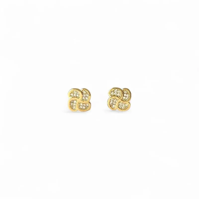 Brinco Trevo Banhado a Ouro 18k com Zircônias Brinco Trevo Banhado a Ouro 18k com Zircônias