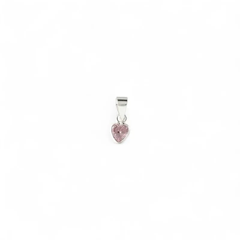 Pingente Ponto de Luz Coração Prata 925 com Zircônia Rosa - 5mm Pingente Ponto de Luz Coração Prata 925 com Zircônia Rosa - 5mm