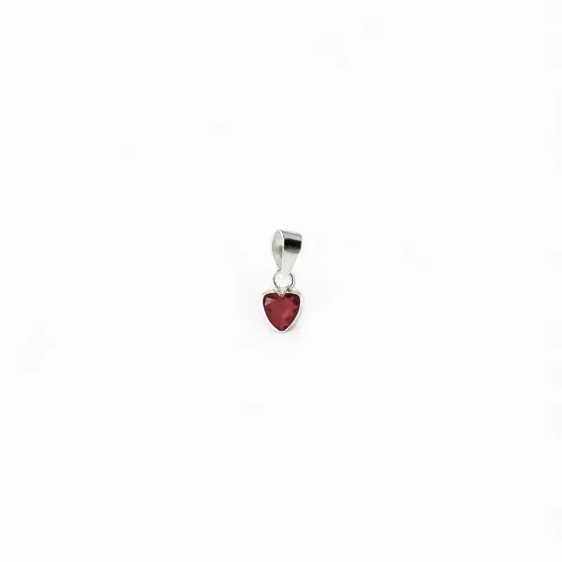 Pingente Ponto de Luz Coração Prata 925 com Zircônia Vermelho - 5mm Pingente Ponto de Luz Coração Prata 925 com Zircônia Vermelho - 5mm