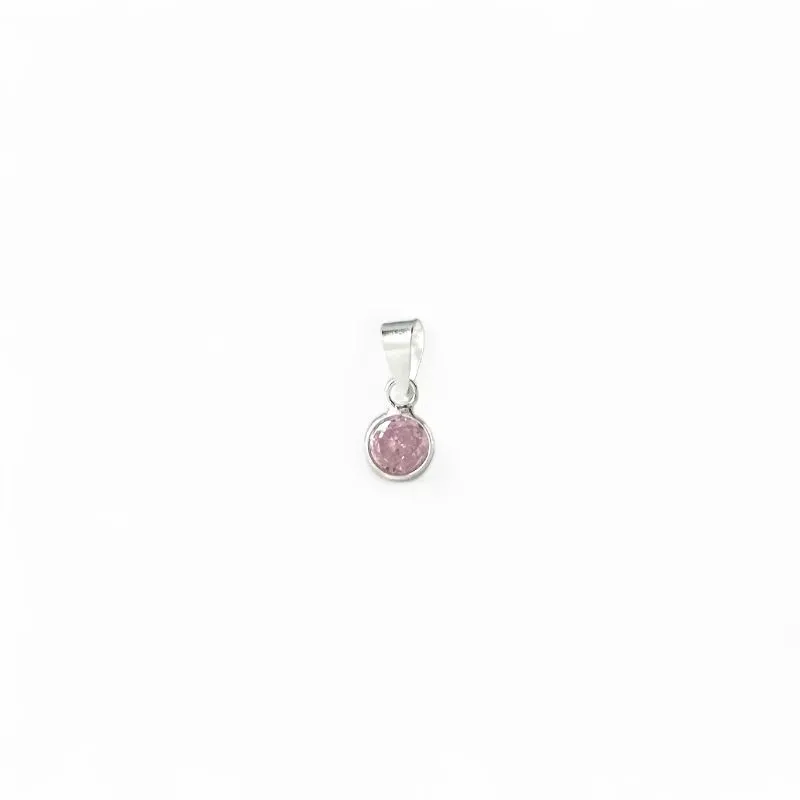 Pingente Ponto de Luz Prata 925 com Zircônia Rosa Pingente Ponto de Luz Prata 925 com Zircônia Rosa