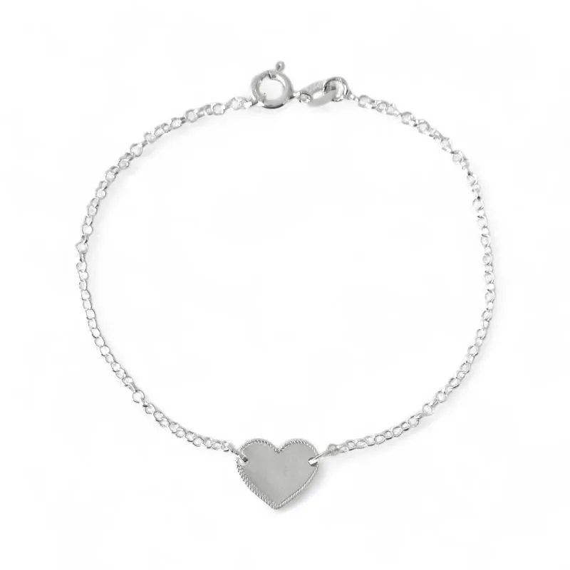 Pulseira Coração Prata 925 Liso Para Gravação Pulseira Coração Prata 925 Liso Para Gravação