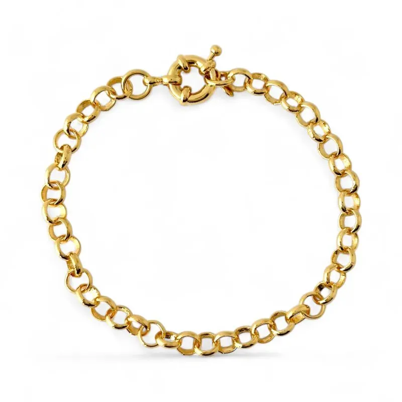 Pulseira Elo Português Banhada a Ouro 18k com Fecho Bóia Pulseira Elo Português Banhada a Ouro 18k com Fecho Bóia