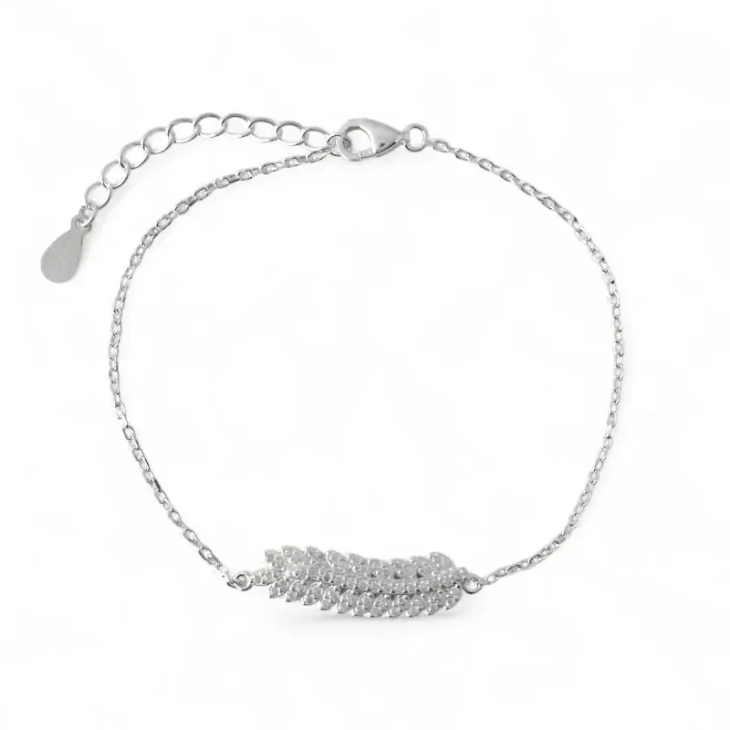 Pulseira Folhas Prata 925 com Zircônias Pulseira Folhas Prata 925 com Zircônias