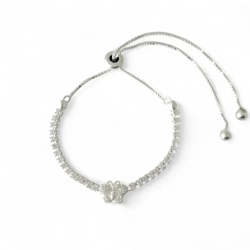 Pulseira Riviera Borboleta Prata 925 com Zircônias Pulseira Riviera Borboleta Prata 925 com Zircônias